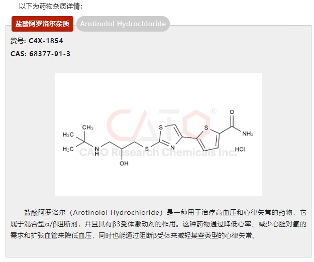 热门推荐 | 现货！盐酸阿罗洛尔、帕潘立酮等10个药物杂质标准品